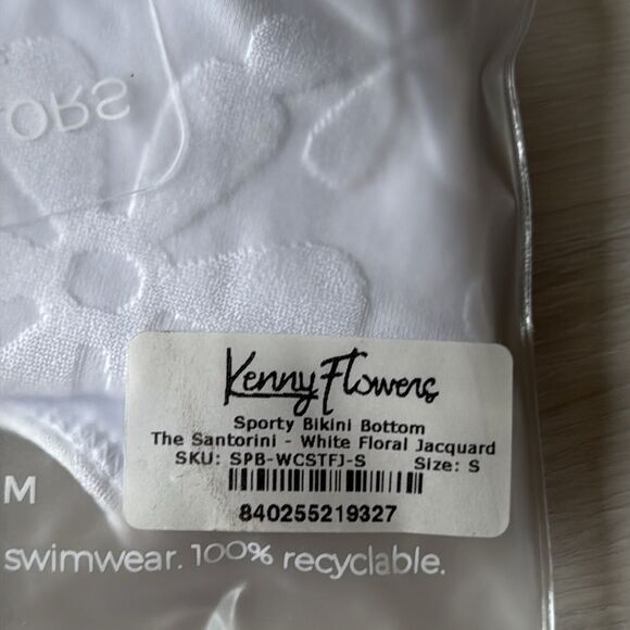 Kenny Flowers The Santorini White Floral Jacquard Sporty Bikini Bottom Small NWT - Picture 7 of 7